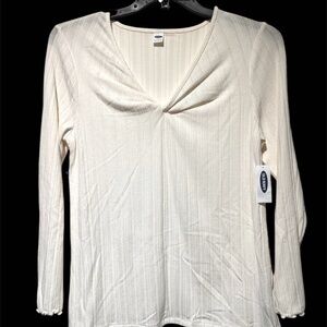 Old Navy Cotton top with scalloped edges and gathered front NWT Size LARGE